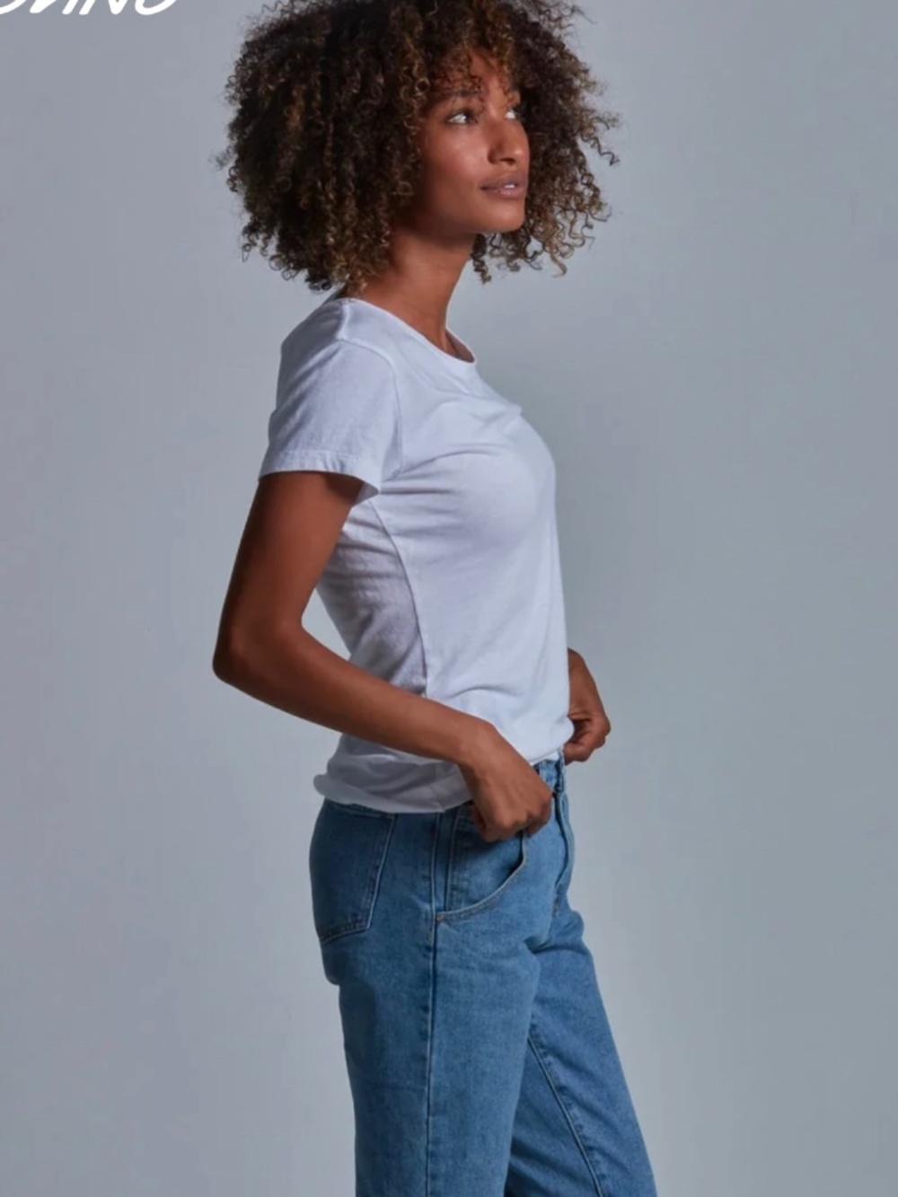 OMNO White Bamboo Sleeve Crew Tee